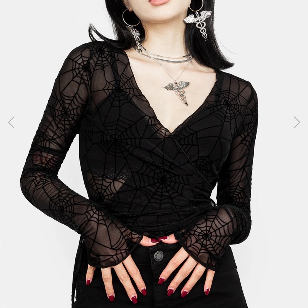 Black Spider Web Mesh Top